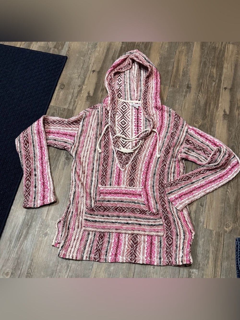 Wearing Your Heart On Your Sleeve Woven Baja Hooded Sweater